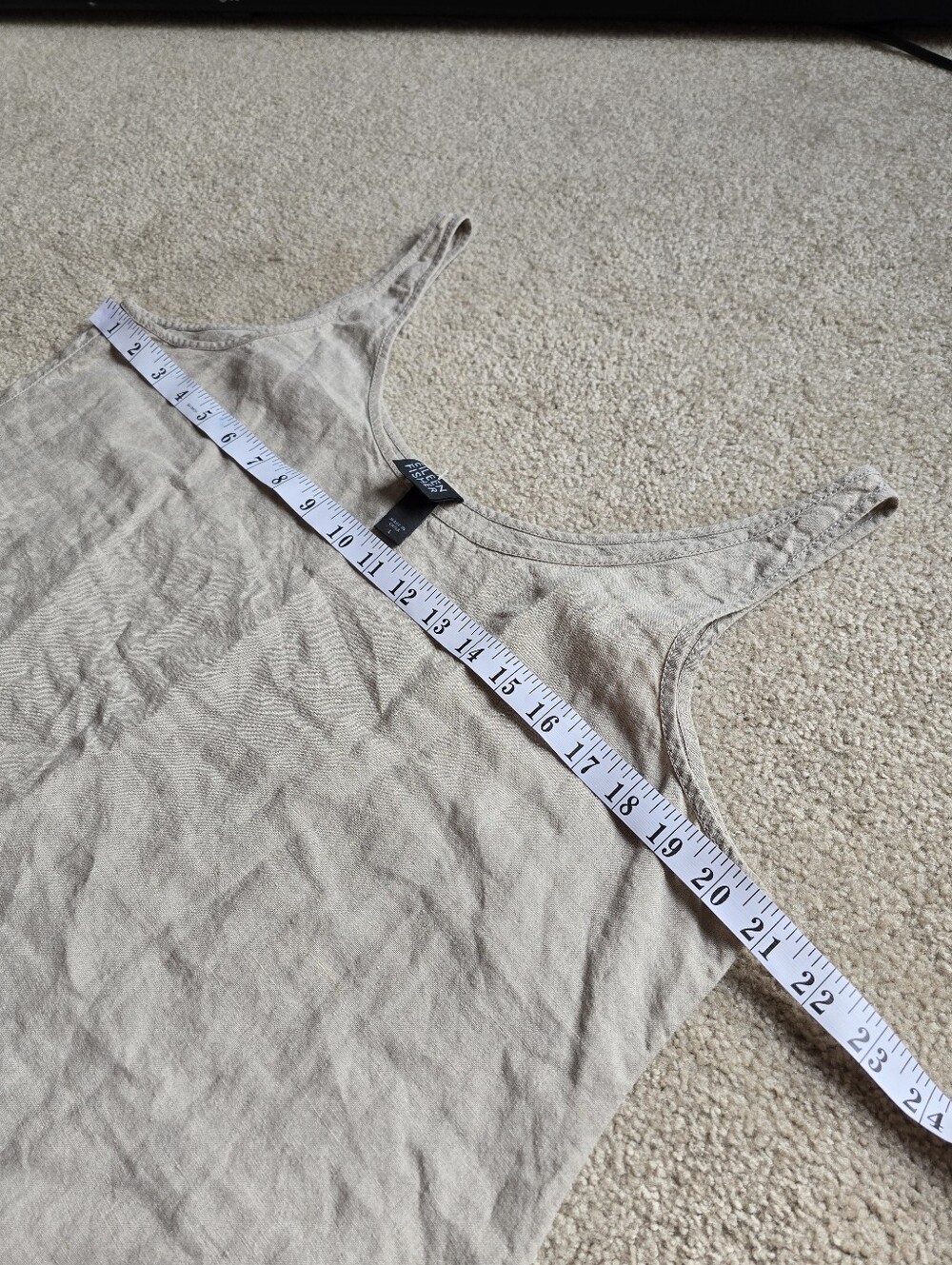 Eileen Fisher Natural Oatmeal Organic Linen Tunic Dress With Pockets Size Large - Picture 5 of 10